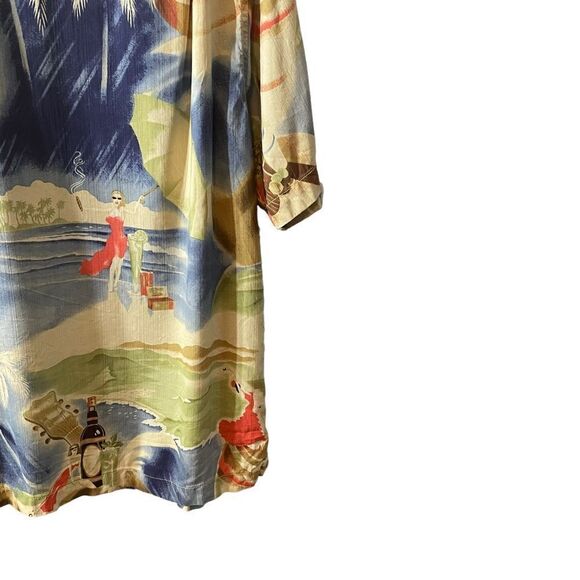 Tommy Bahama Silk Button-Down Tropical Guiter Palm Trees Shirt Cigar Run L - Picture 9 of 11